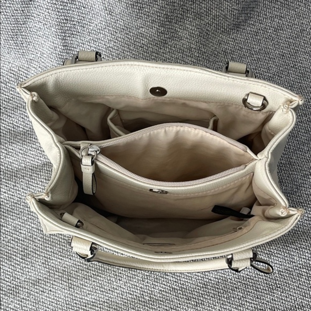 Giani Bernini Cream Satchel with Chain Detail - Picture 15 of 16